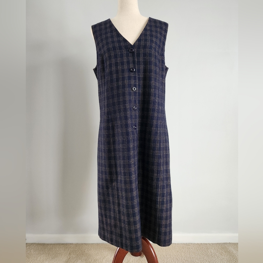 Worthington 12 T Tall Partial Button Front Wool Blend Vintage Overall Jumper EUC